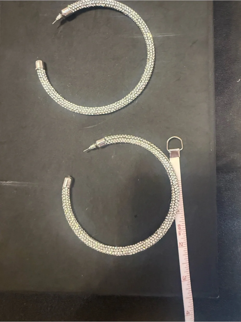 Crystal Pavé Large Hoop Earrings - Silver Tone